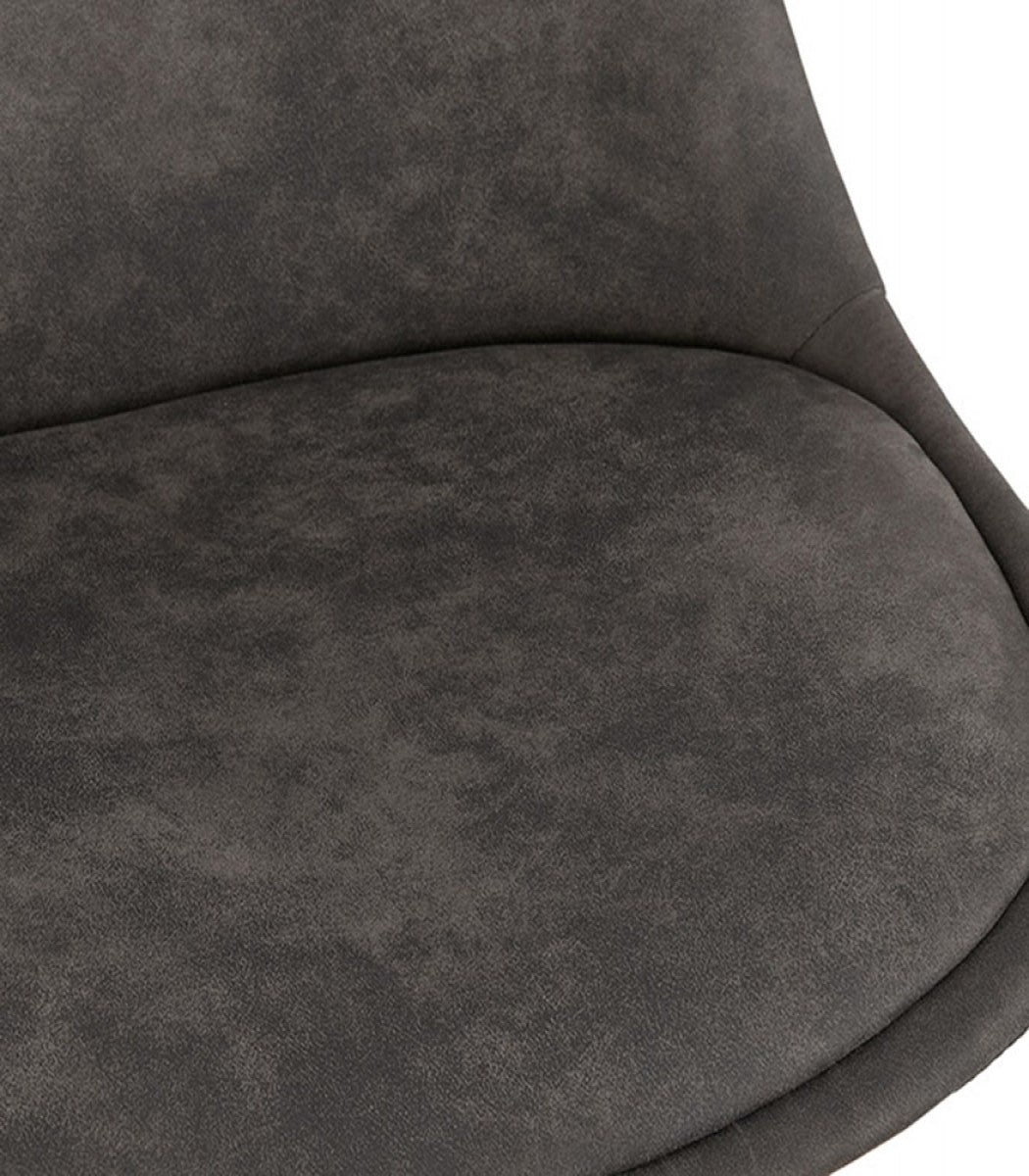Tabouret de bar 'TAO' en microfibre grise et pieds en métal noir