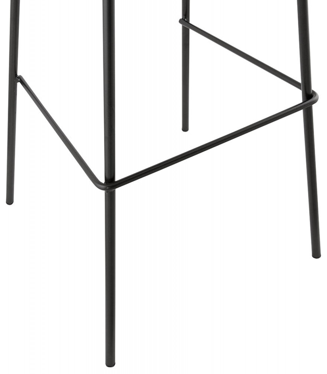 Tabouret de bar 'TAO' en microfibre grise et pieds en métal noir