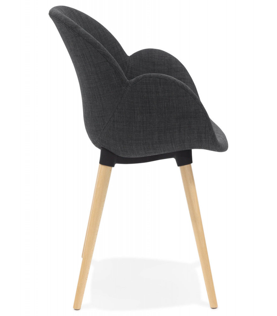 Chaise design scandinave 'TAPIOCA' en tissu gris foncé