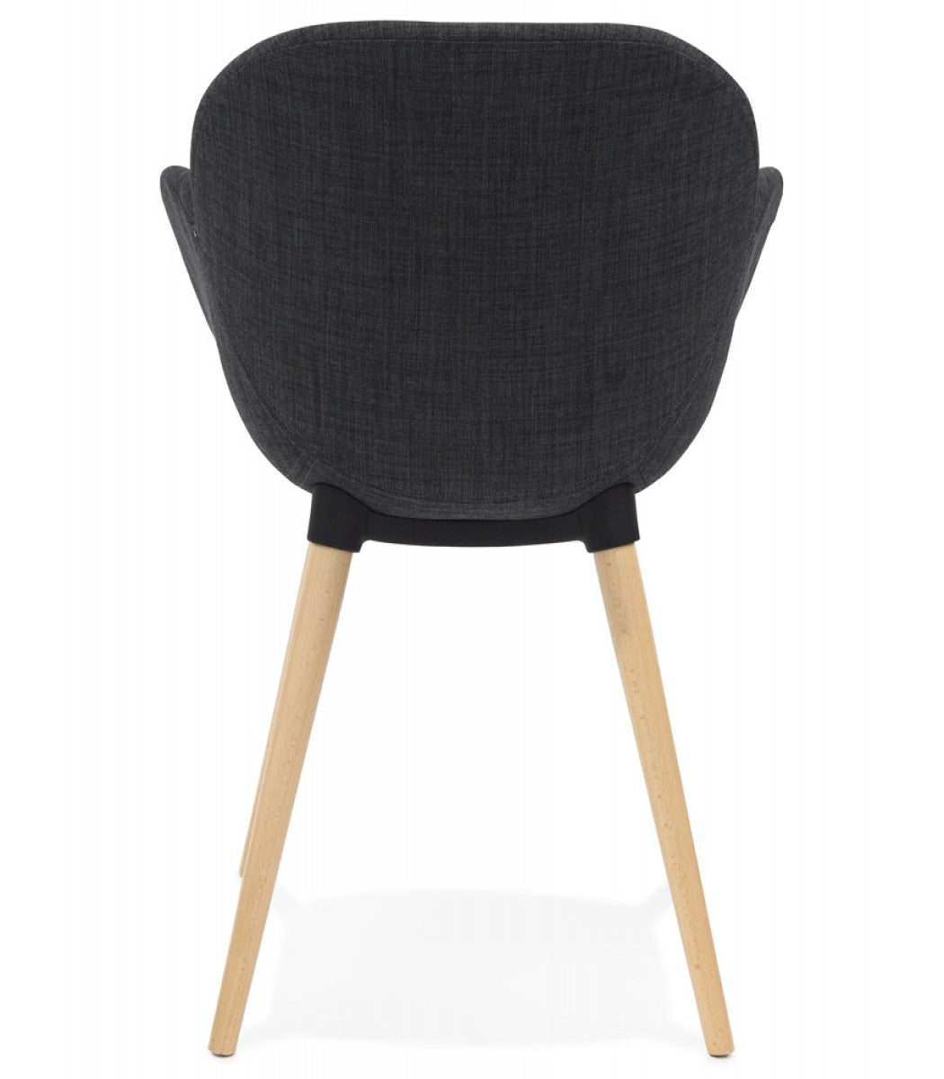 Chaise design scandinave 'TAPIOCA' en tissu gris foncé