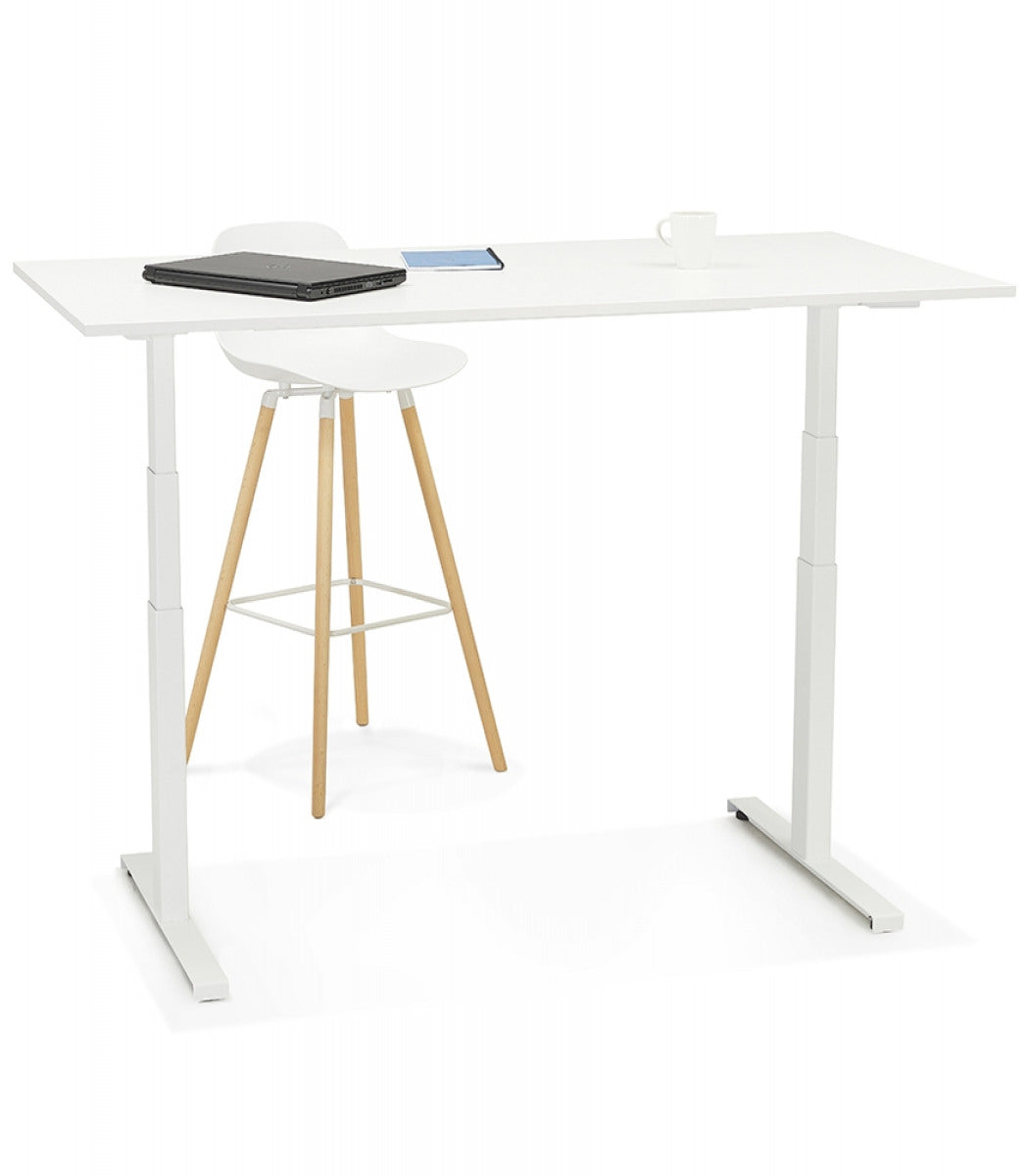 Bureau assis debout électrique 'TRONIK' noir avec plateau en bois finition naturelle - 140x70 cm