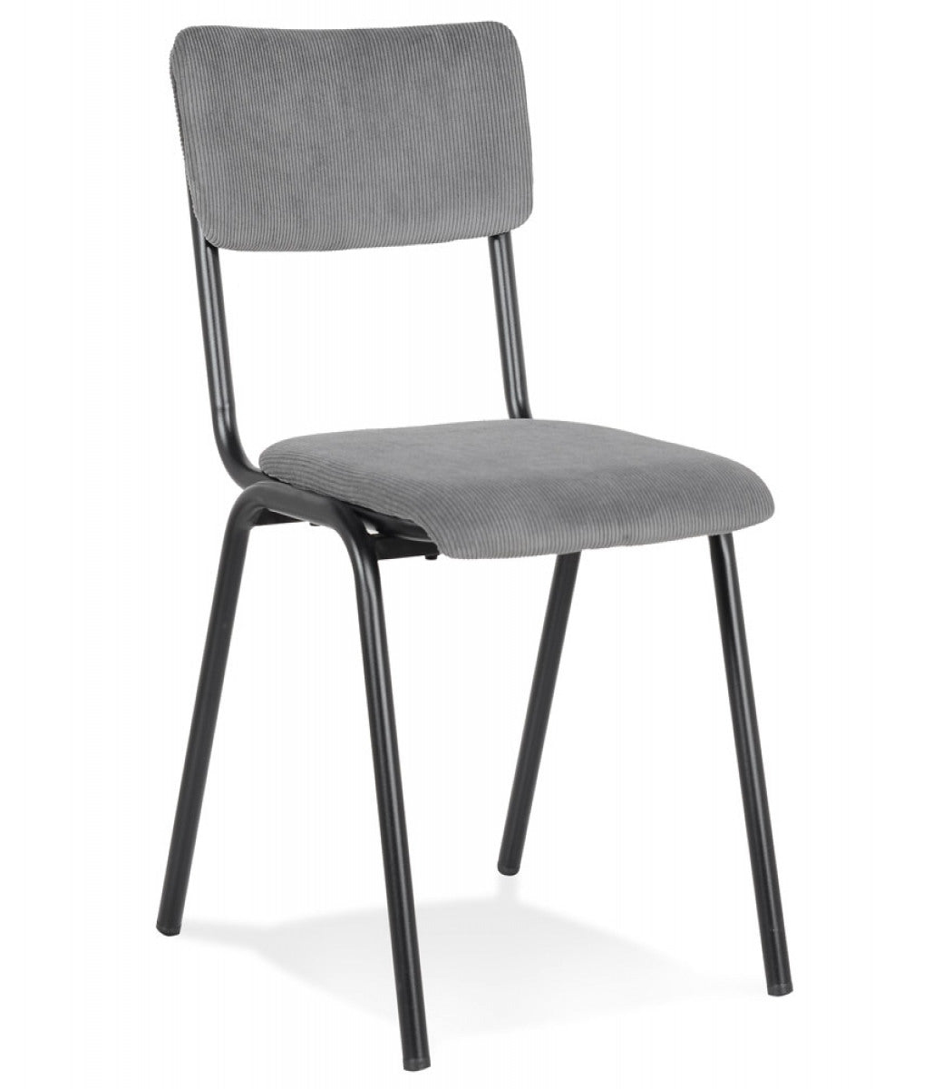 Chaise de cuisine 'VANINA' en tissu côtelé gris foncé