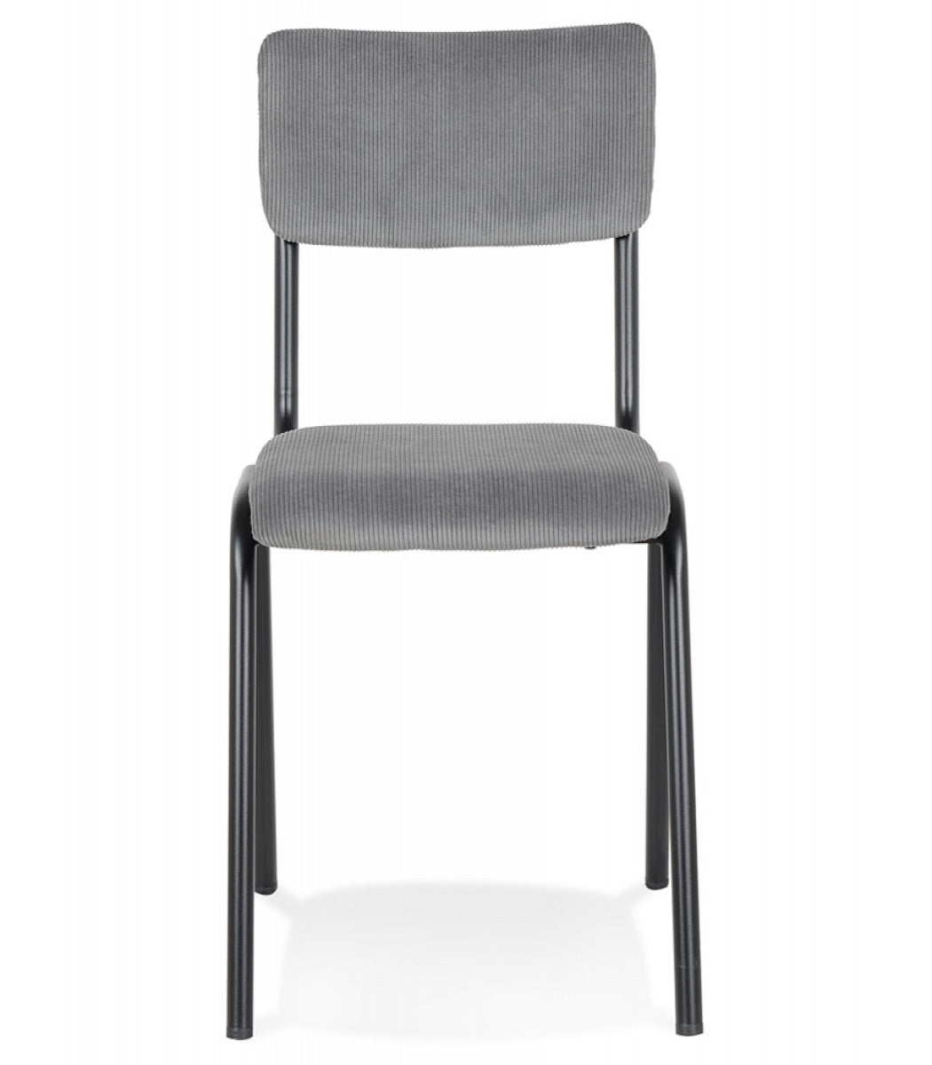 Chaise de cuisine 'VANINA' en tissu côtelé gris foncé