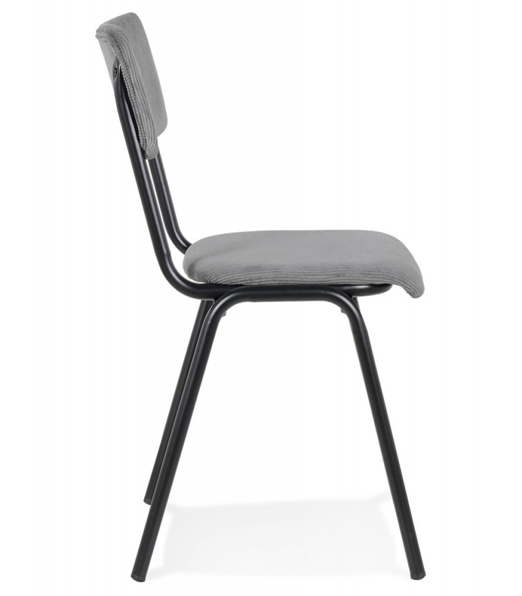 Chaise de cuisine 'VANINA' en tissu côtelé gris foncé
