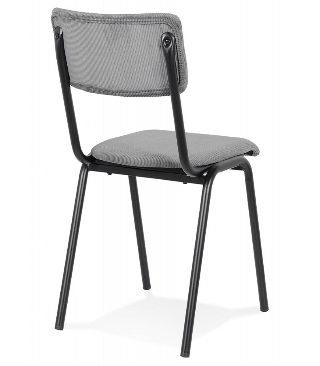 Chaise de cuisine 'VANINA' en tissu côtelé gris foncé