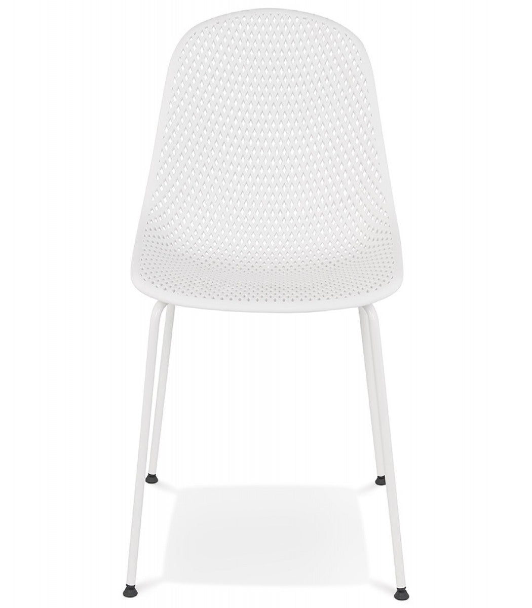 Chaise design perforée 'VIKY' blanche intérieure / extérieure