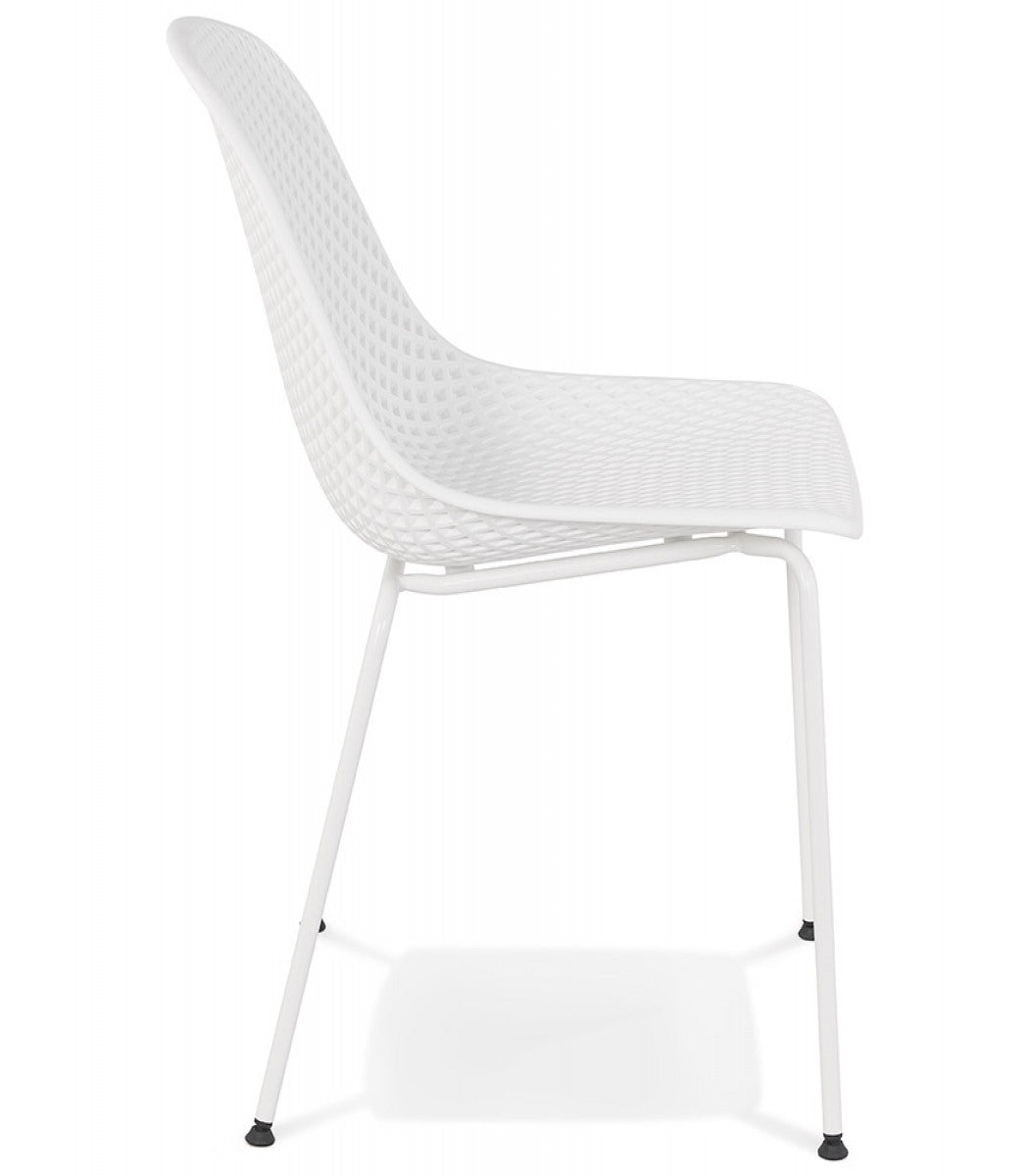 Chaise design perforée 'VIKY' blanche intérieure / extérieure