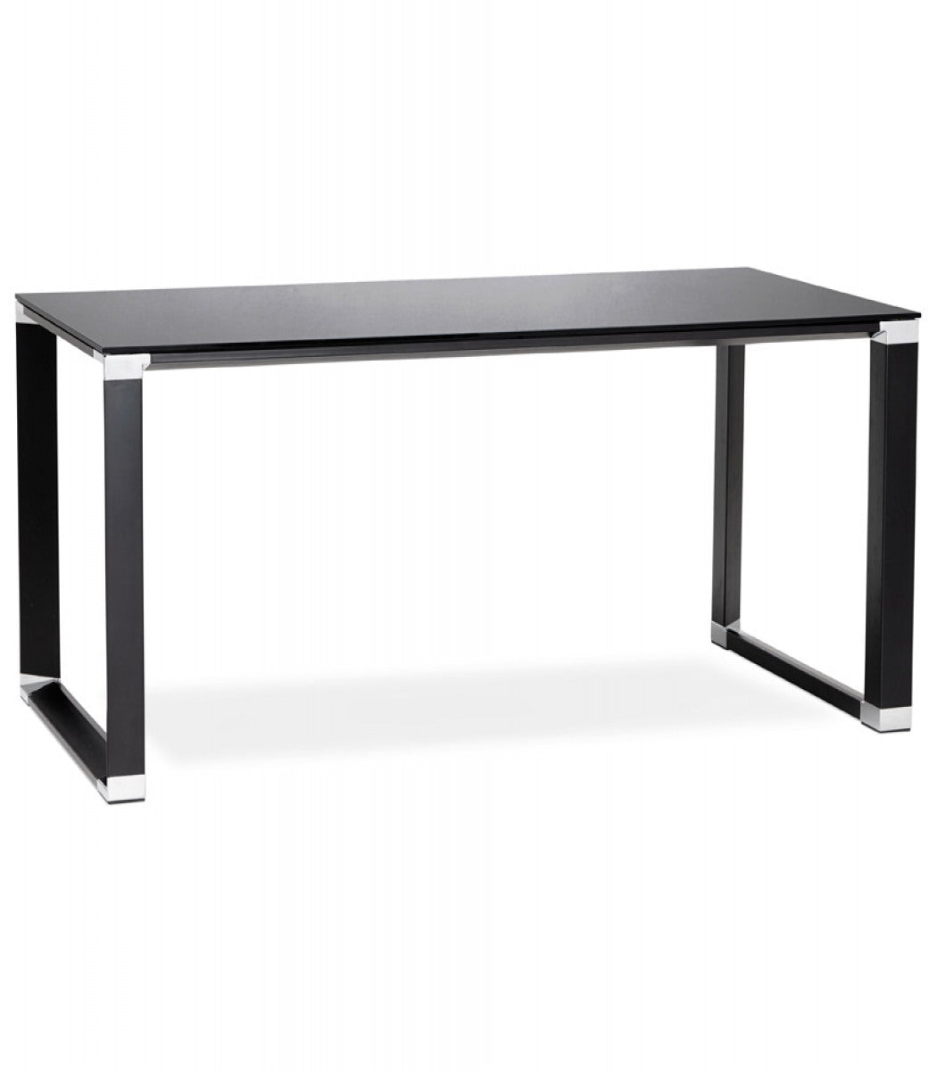 Bureau de direction droit design 'XLINE' en verre noir - 160x80 cm