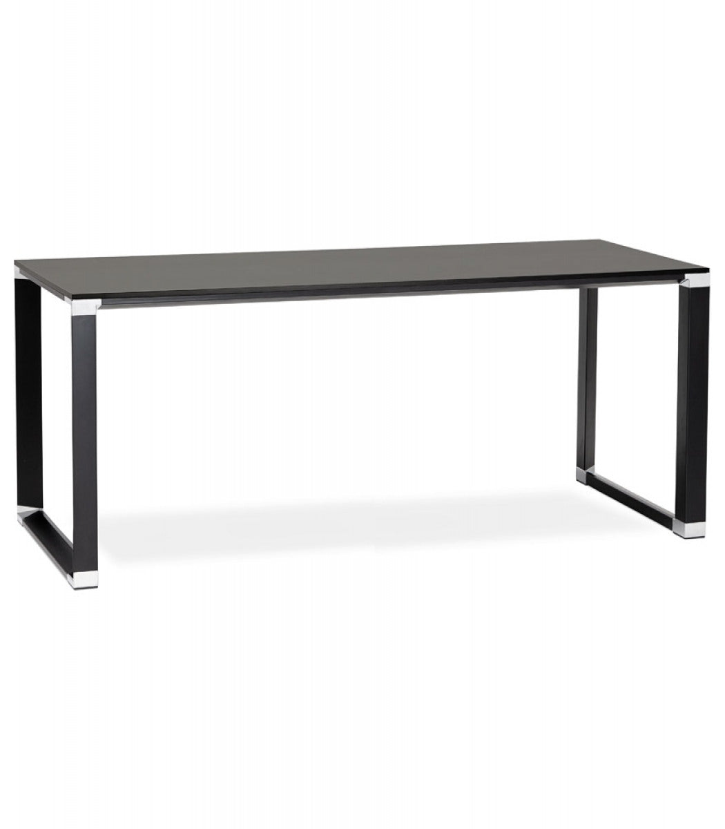 Grand bureau de direction droit 'XLINE' en bois noir - 200x100 cm