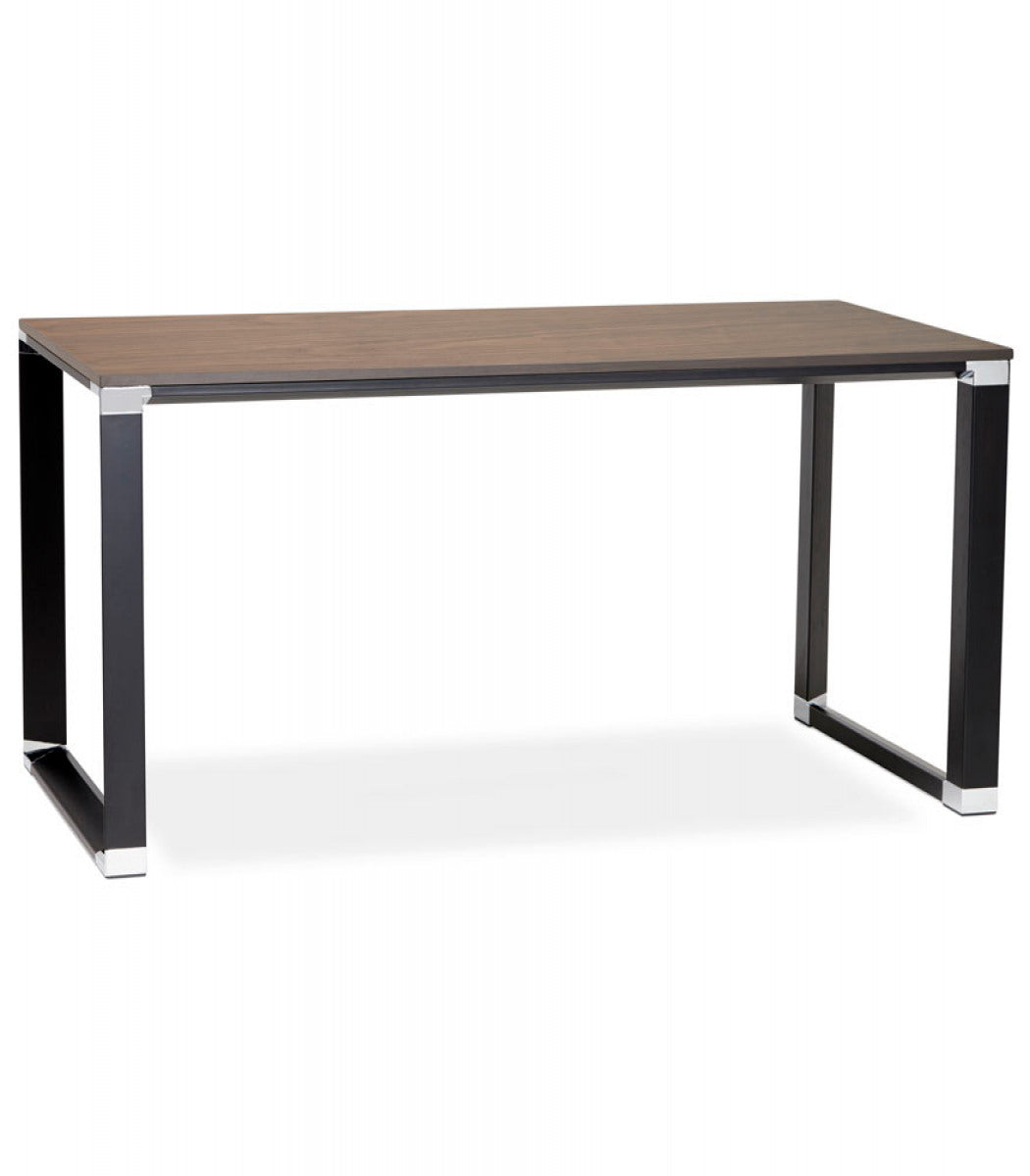 Grand bureau de direction droit 'XLINE' 200 en bois finition Noyer et structure noire - 200x100 cm
