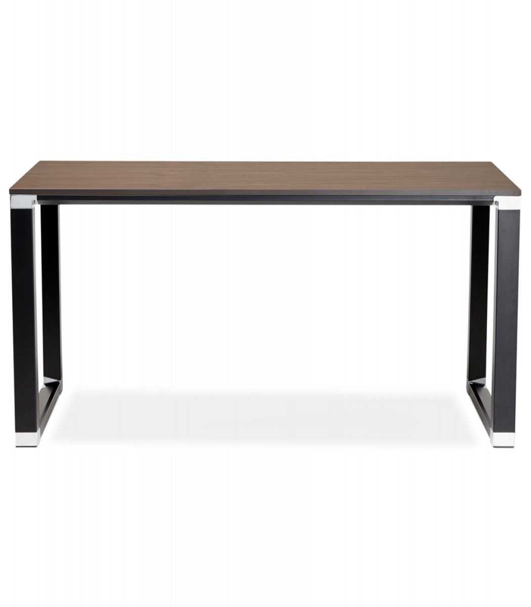 Grand bureau de direction droit 'XLINE' 200 en bois finition Noyer et structure noire - 200x100 cm
