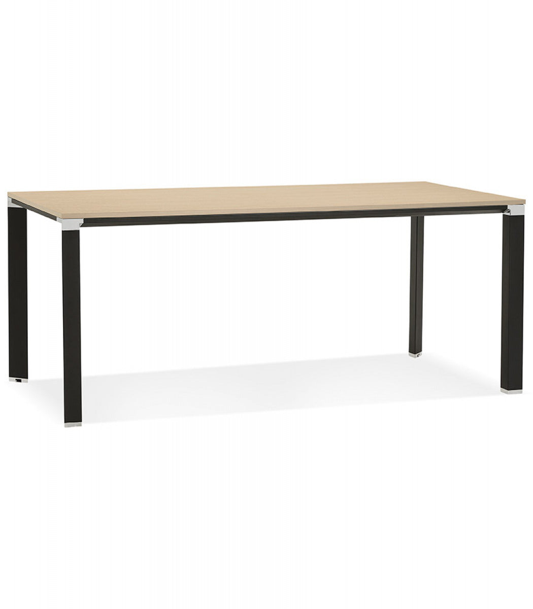Table de réunion / à manger design 'XLINE' 200 en bois finition naturelle et structure noire - 200x100 cm