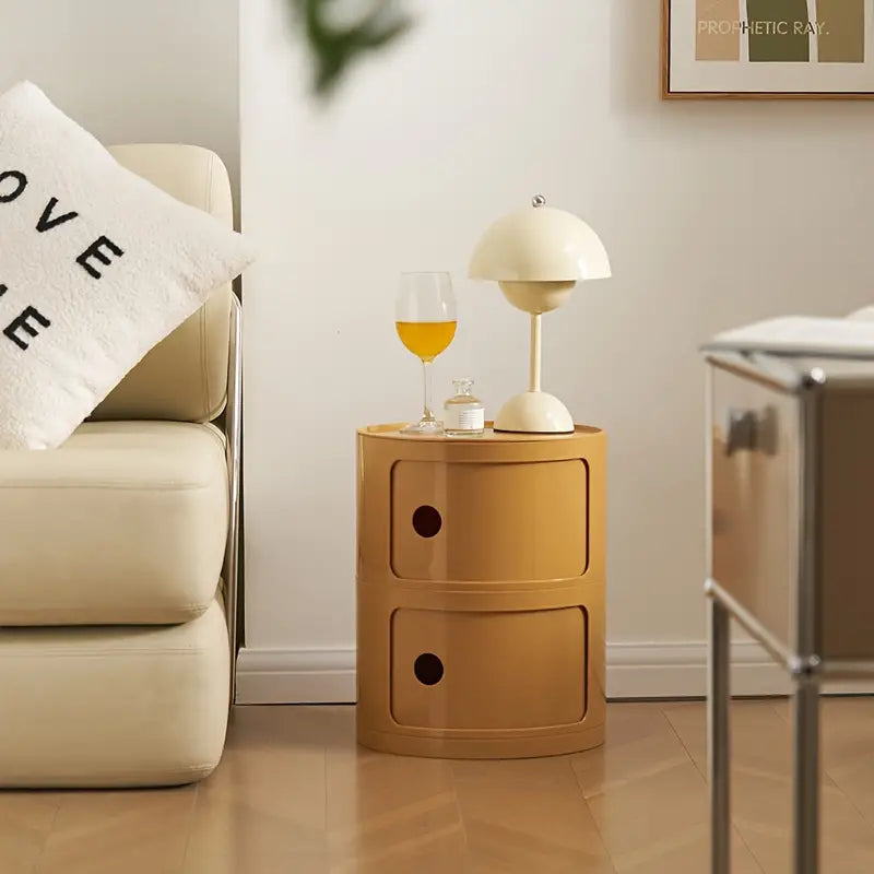 Table de chevet ronde 2 tiroirs - Ginger