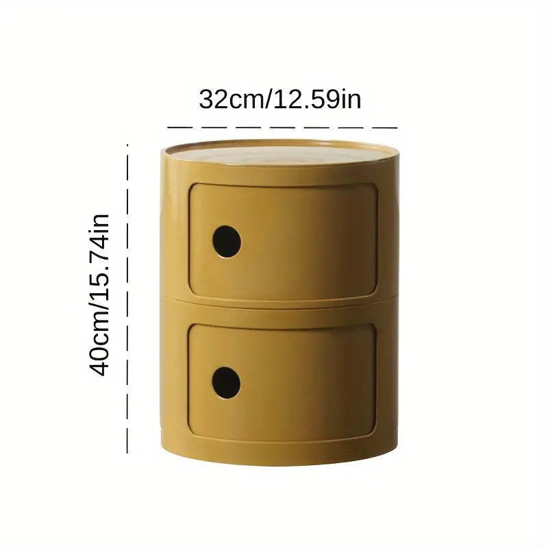 Table de chevet ronde 2 tiroirs - Ginger