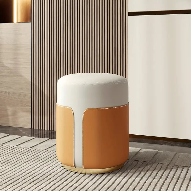 Tabouret rond en cuir - Melina