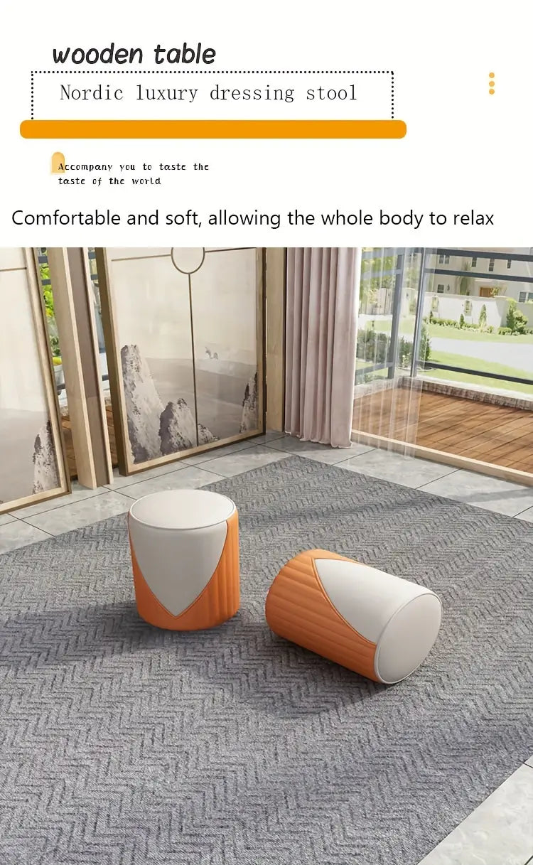 Tabouret rond en cuir - Melina