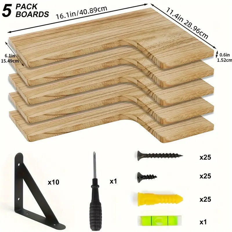 Lot de 5 étagères de coin en bois - Tango