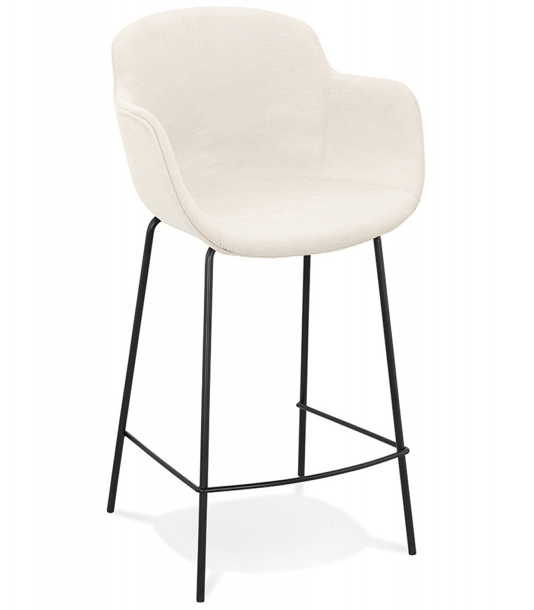 Tabouret snack mi-hauteur 'AMERICA MINI' en tissu beige