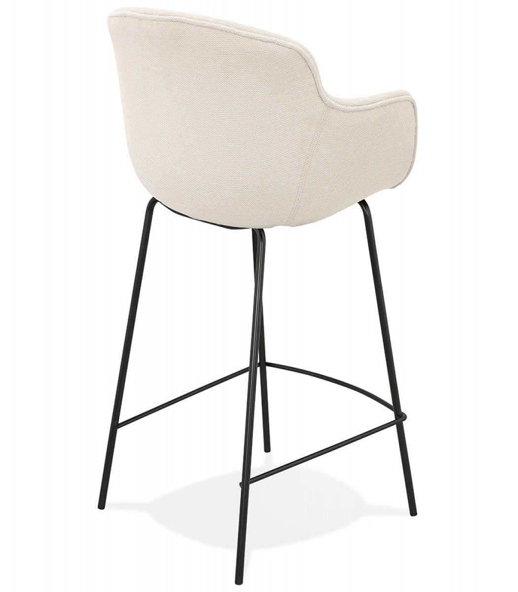 Tabouret snack mi-hauteur 'AMERICA MINI' en tissu beige