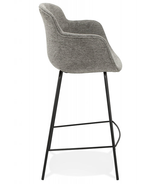 Tabouret snack mi-hauteur 'AMERICA MINI' en tissu gris foncé