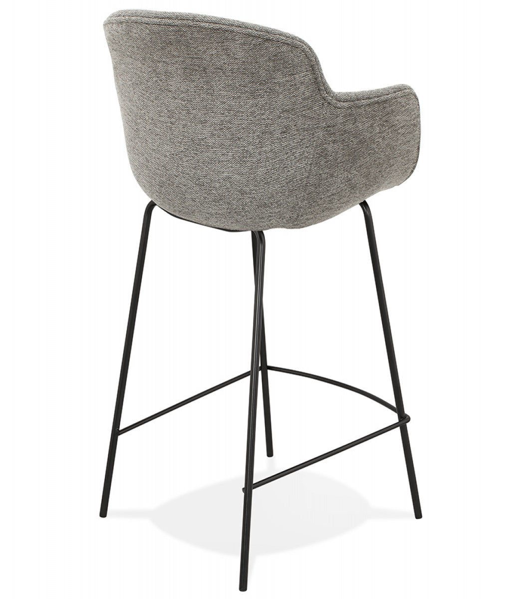 Tabouret snack mi-hauteur 'AMERICA MINI' en tissu gris foncé