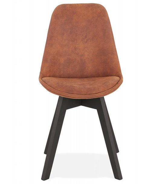 Chaise en microfibre brune 'AXEL' avec structure en bois noir