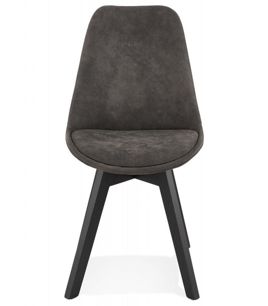 Chaise en microfibre grise 'AXEL' avec structure en bois noir