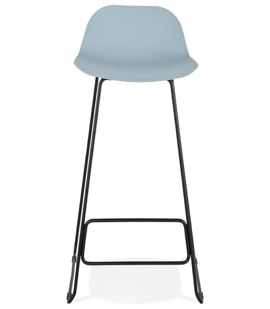 Tabouret de bar design 'BABYLOS' bleu avec pieds en métal noir