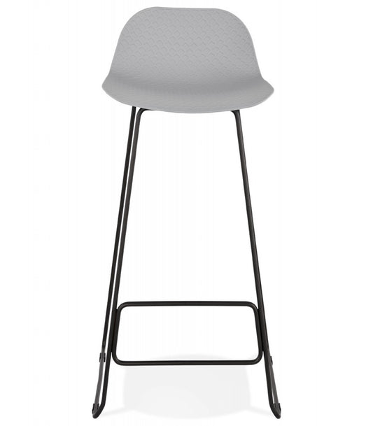 Tabouret de bar design 'BABYLOS' gris avec pieds en métal noir