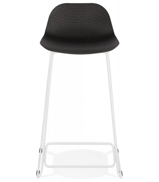 Tabouret snack mi-hauteur 'BABYLOS MINI' noir avec pieds en métal blanc