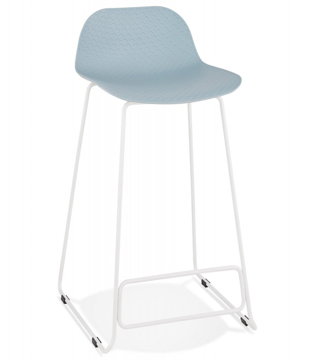Tabouret snack mi-hauteur 'BABYLOS MINI' bleu avec pieds en métal blanc