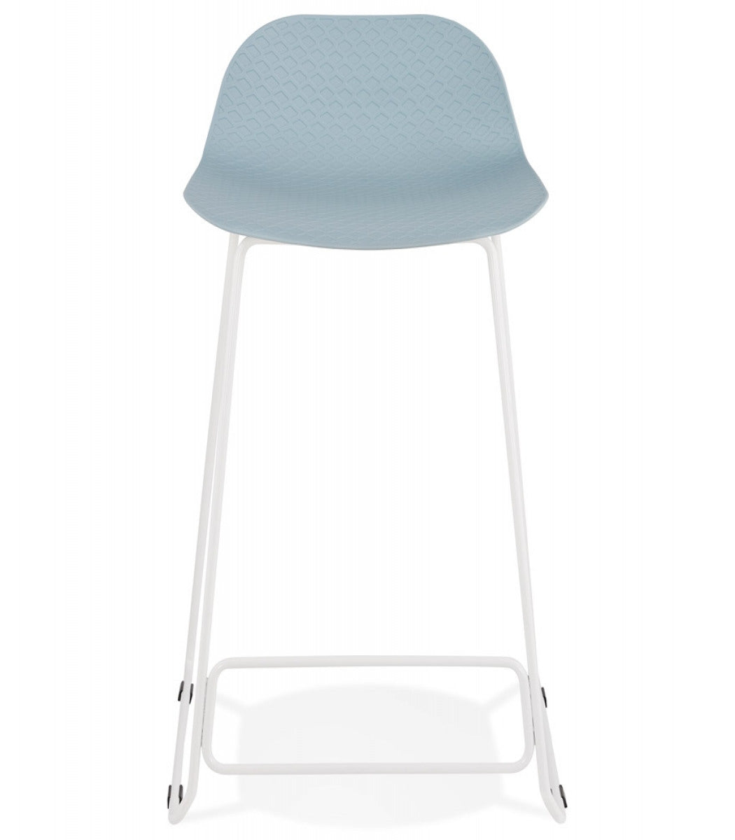 Tabouret snack mi-hauteur 'BABYLOS MINI' bleu avec pieds en métal blanc