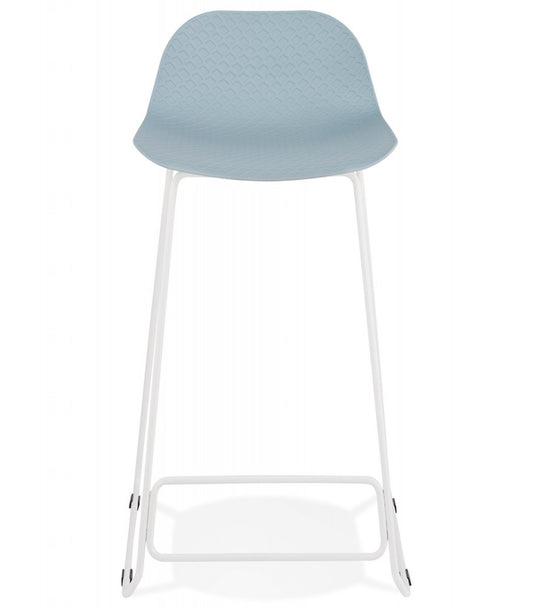 Tabouret snack mi-hauteur 'BABYLOS MINI' bleu avec pieds en métal blanc