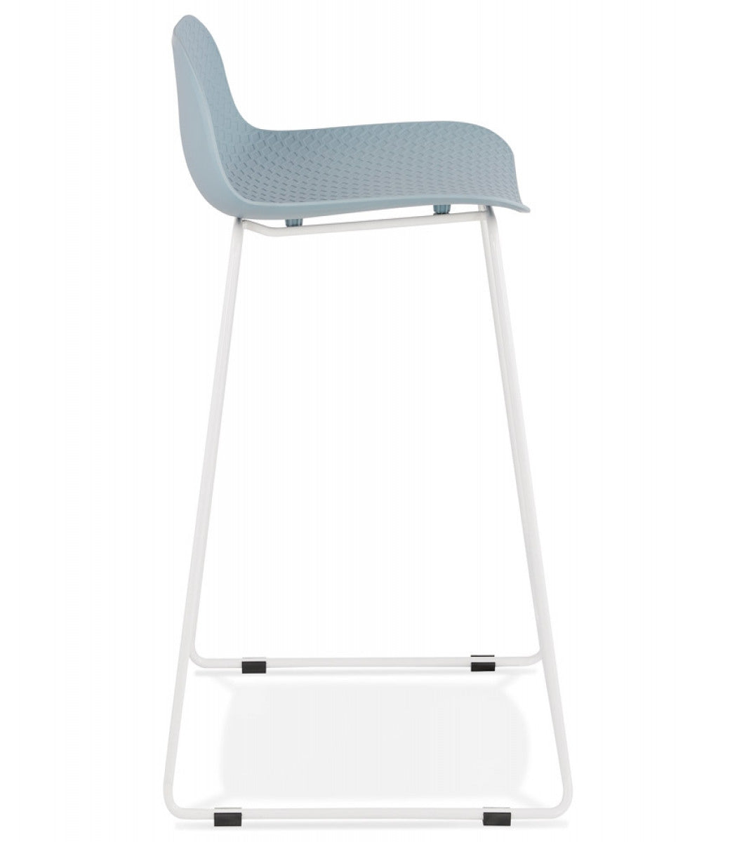 Tabouret snack mi-hauteur 'BABYLOS MINI' bleu avec pieds en métal blanc