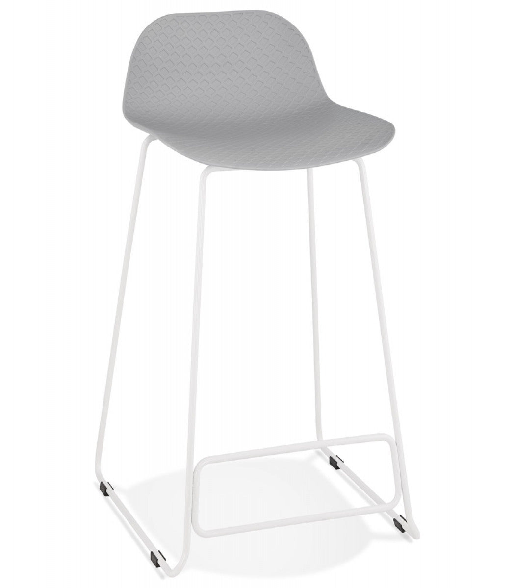 Tabouret snack mi-hauteur 'BABYLOS MINI' gris avec pieds en métal blanc