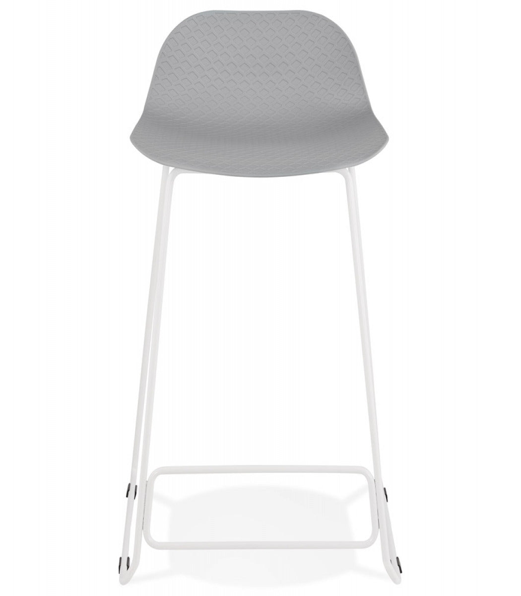 Tabouret snack mi-hauteur 'BABYLOS MINI' gris avec pieds en métal blanc