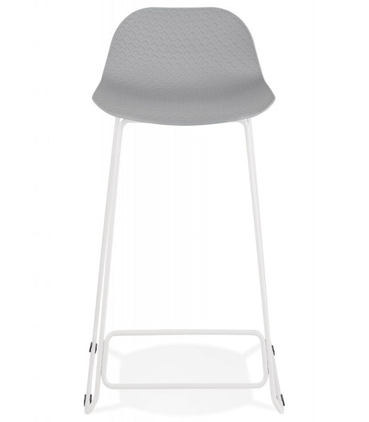 Tabouret snack mi-hauteur 'BABYLOS MINI' gris avec pieds en métal blanc