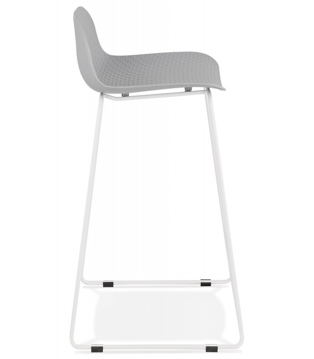 Tabouret snack mi-hauteur 'BABYLOS MINI' gris avec pieds en métal blanc