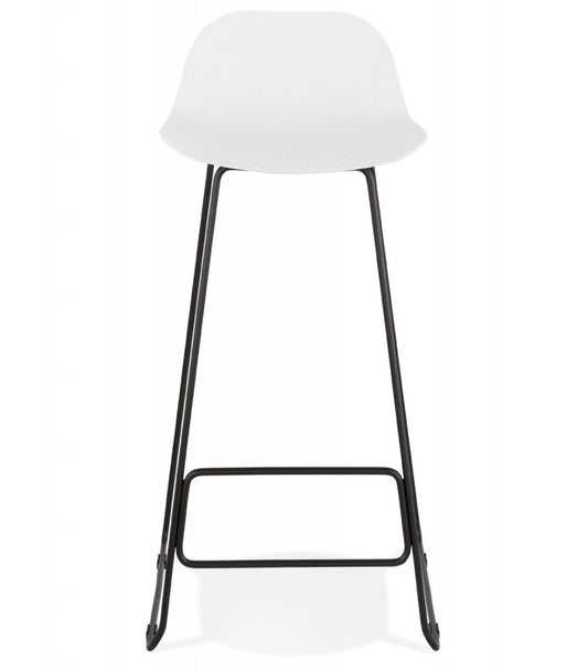 Tabouret de bar design 'BABYLOS' blanc avec pieds en métal noir