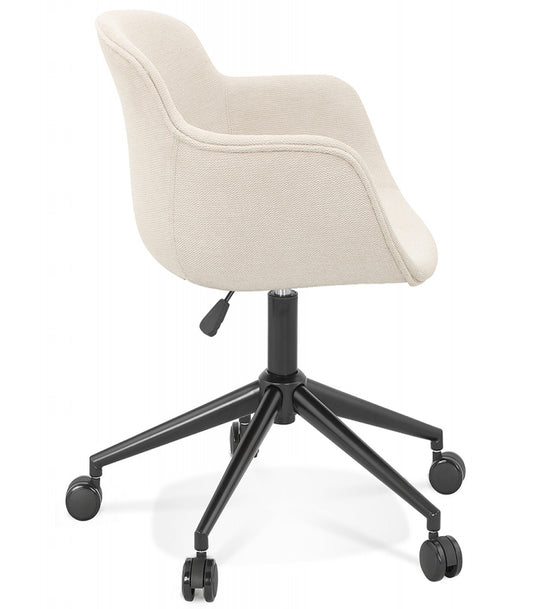 Chaise de bureau 'BACARI' en tissu beige sur roulettes