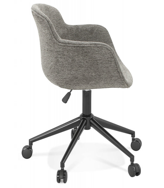 Chaise de bureau 'BACARI' en tissu gris foncé sur roulettes