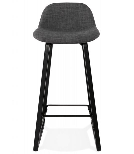 Tabouret snack mi-hauteur 'BALTIK MINI' en tissu gris et pieds en bois noir