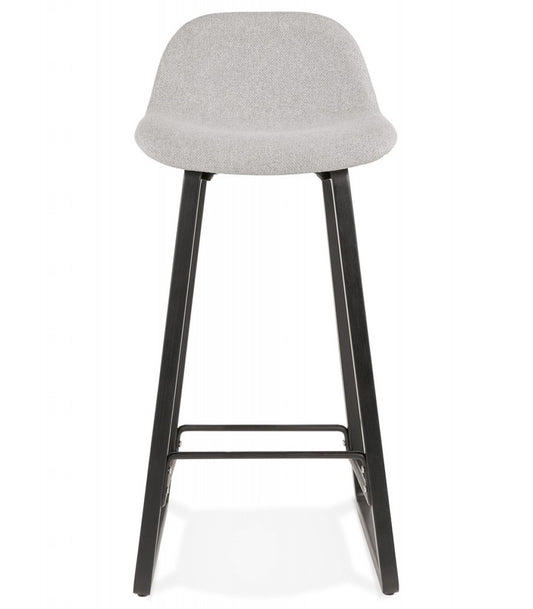 Tabouret snack mi-hauteur 'BALTIK MINI' en tissu gris clair et pieds en bois noir