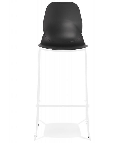 Tabouret de bar design empilable 'BERLIN' noir avec pied en métal blanc