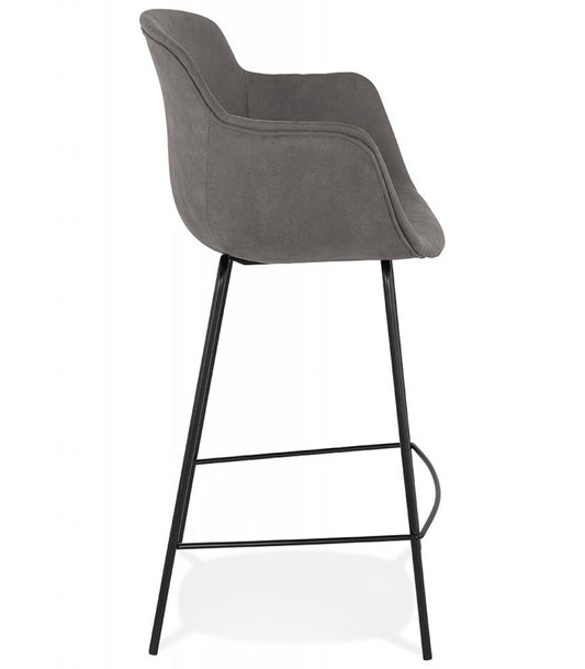 Tabouret snack mi-hauteur 'CALVIN MINI' en microfibre grise foncée
