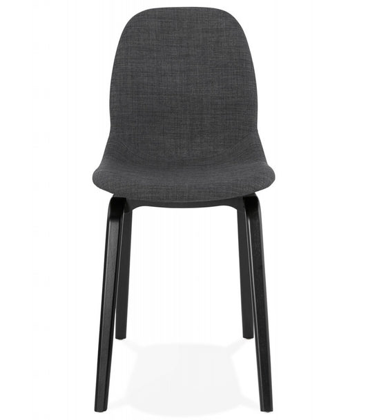 Chaise de salle à manger 'CELTIK' en tissu gris et pieds en bois noir