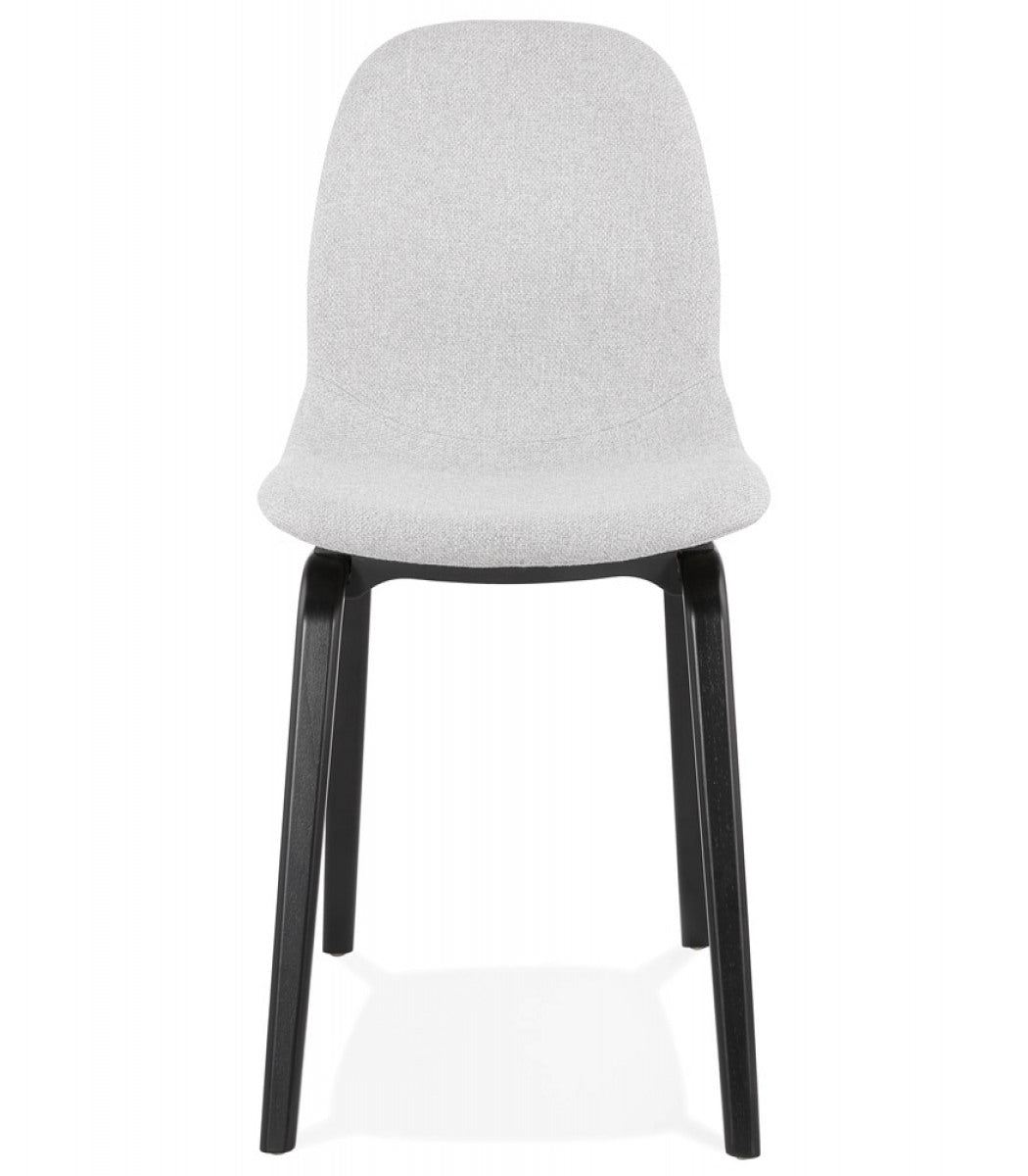 Chaise de salle à manger 'CELTIK' en tissu gris clair et pieds en bois noir