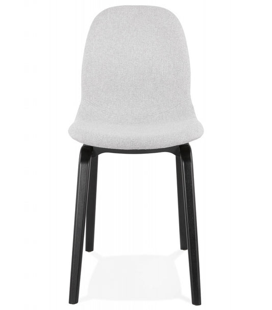 Chaise de salle à manger 'CELTIK' en tissu gris clair et pieds en bois noir