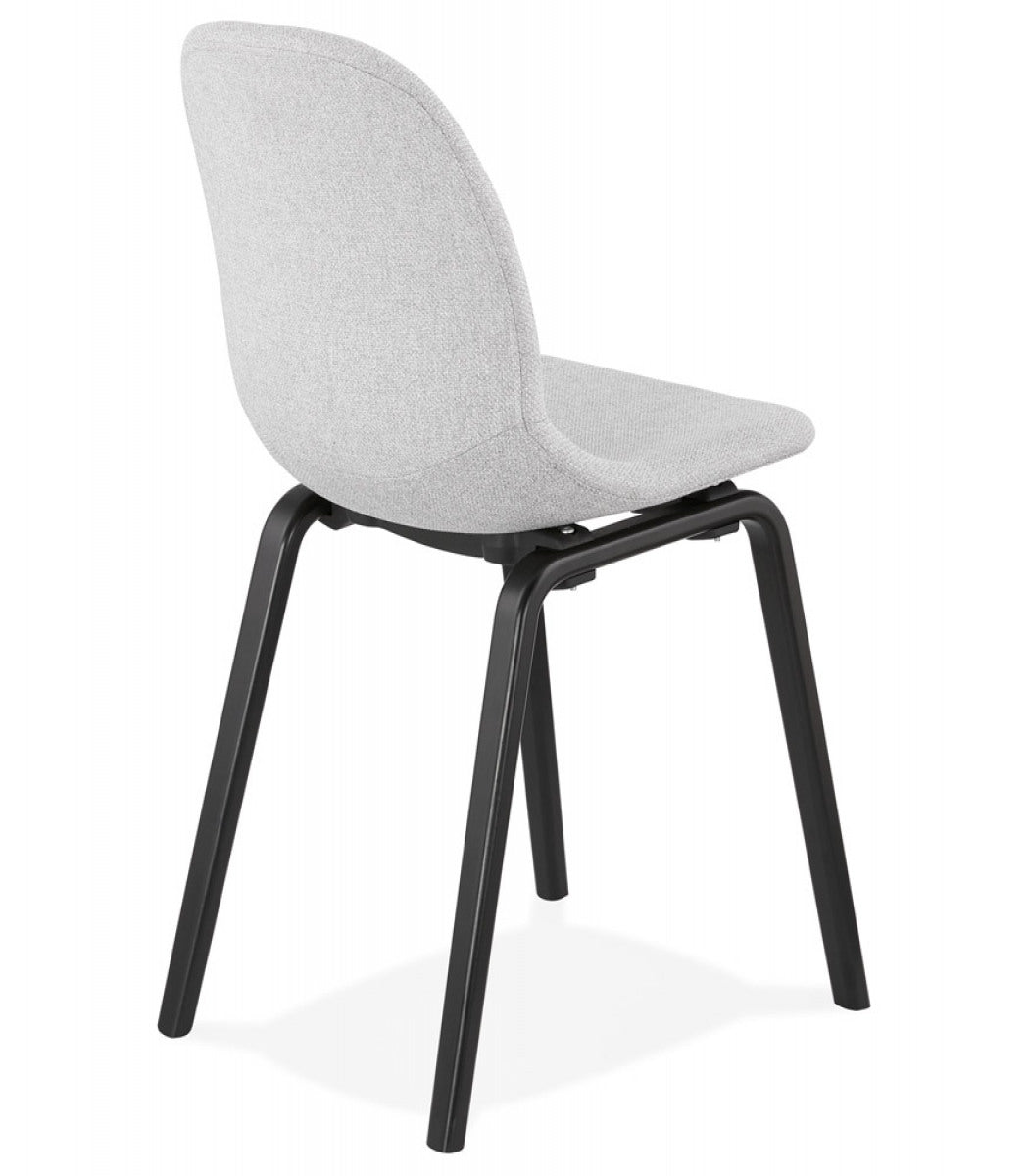 Chaise de salle à manger 'CELTIK' en tissu gris clair et pieds en bois noir