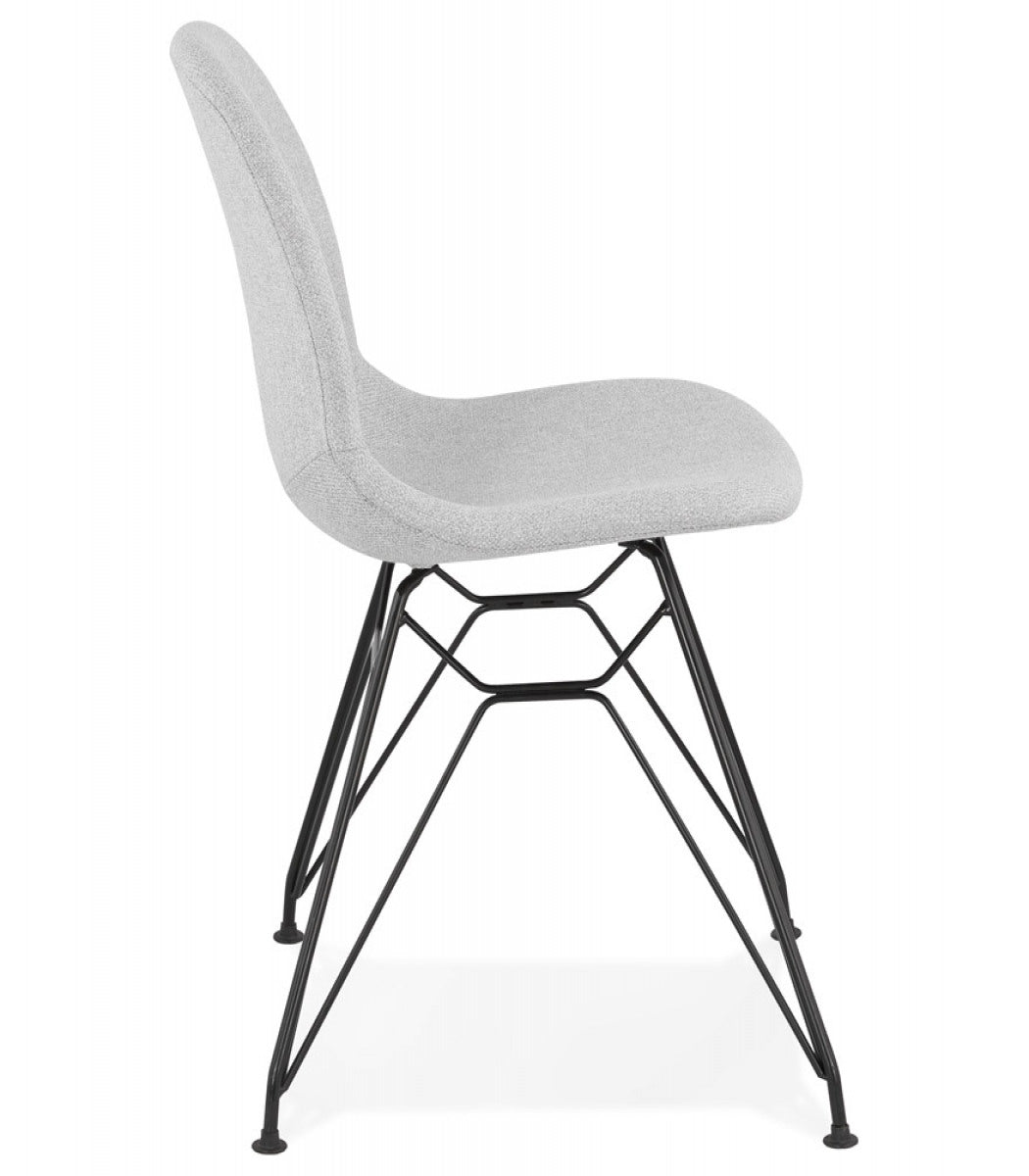 Chaise design 'DECLIK' grise claire avec pieds en métal noir
